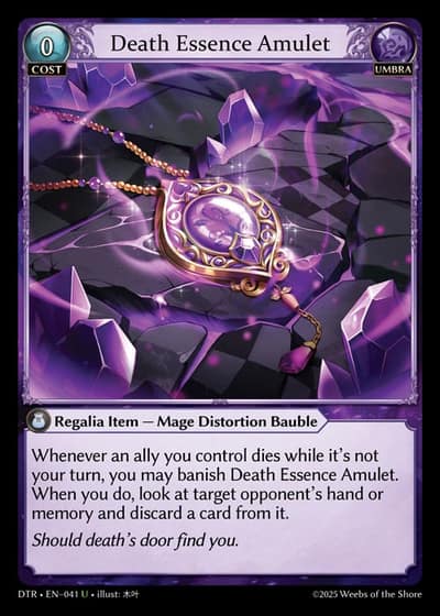 Death Essence Amulet DTR-EN-041-Foil-Uncommon (U) - Distorted Reflections - Grand Archive Card