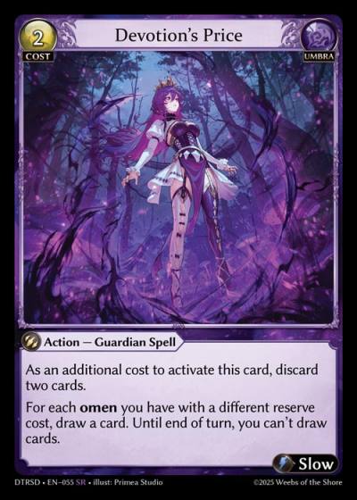 Devotion's Price DTRSD-EN-055-Normal-Super Rare (SR) - Distorted Reflections Starter Decks - Grand Archive Card