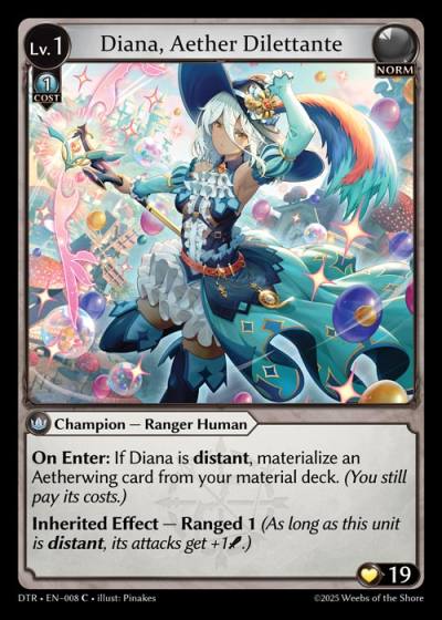 Diana, Aether Dilettante DTR-EN-008-Foil-Common (C) - Distorted Reflections - Grand Archive Card