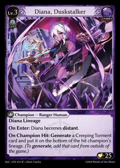 Diana, Duskstalker 011 Alchemical Revolution Grand Archive card