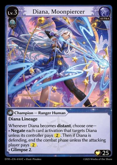 Diana, Moonpiercer DTR-EN-010-Foil-Common (C) - Distorted Reflections - Grand Archive Card