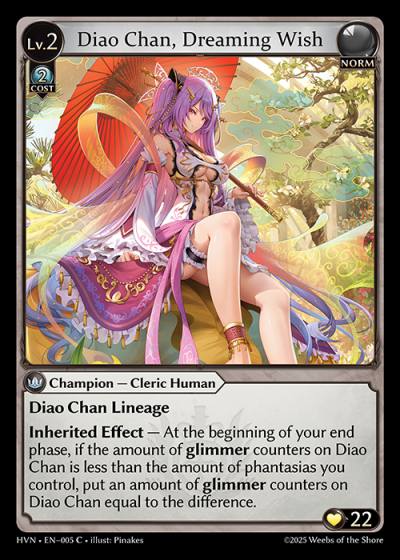 Diao Chan, Dreaming Wish HVN-EN-005-Foil-Common (C) - Abyssal Heaven - Grand Archive Card