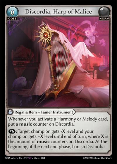 Discordia, Harp of Malice DOA Alter-EN-032-Normal-Super Rare (SR) - Dawn of Ashes Alter Edition - Grand Archive Card