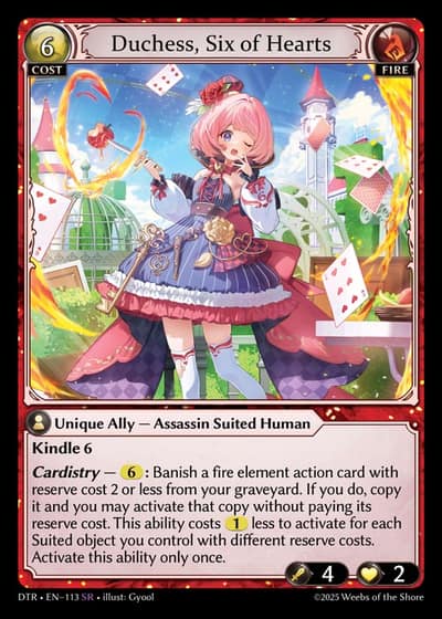 Duchess, Six of Hearts DTR-EN-113-Foil-Super Rare (SR) - Distorted Reflections - Grand Archive Card