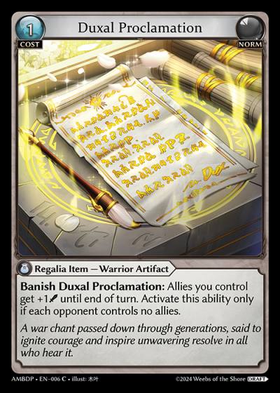 Duxal Proclamation AMBDP-EN-006-Normal-Common (C) - Mortal Ambition Draft Pack - Grand Archive Card