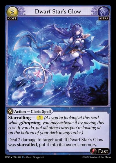 Dwarf Star's Glow RDO-EN-314-Foil-Rare (R) - Radiant Origins - Grand Archive Card
