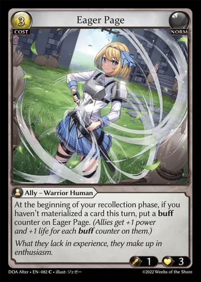 Eager Page DOA Alter-EN-082-Foil-Common (C) - Dawn of Ashes Alter Edition - Grand Archive Card