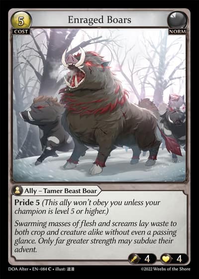 Enraged Boars DOA Alter-EN-084-Foil-Common (C) - Dawn of Ashes Alter Edition - Grand Archive Card