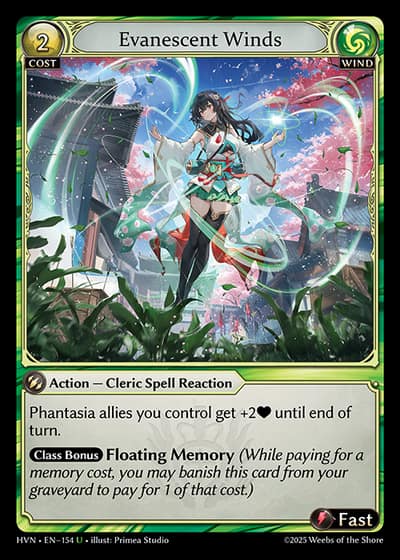 Evanescent Winds HVN-EN-154-Foil-Uncommon (U) - Abyssal Heaven - Grand Archive Card