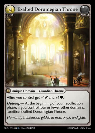 Exalted Dorumegian Throne ALC-EN-054-Foil-Rare (R) - Alchemical Revolution - Grand Archive Card