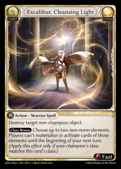 Excalibur, Cleansing Light DOA Alter-EN-259-Normal-Rare (R) - Dawn of Ashes Alter Edition - Grand Archive Card