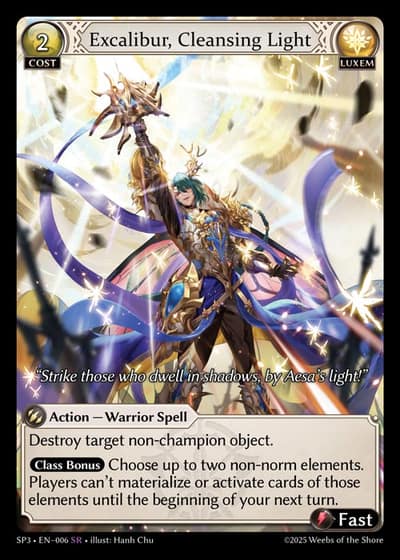 Excalibur, Cleansing Light SP3-EN-006-Foil-Super Rare (SR) - Supporter Pack 3 - Grand Archive Card