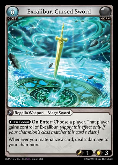 Excalibur, Cursed Sword DOA 1st-EN-034-Foil-Super Rare (SR) - Dawn of Ashes First Edition - Grand Archive Card