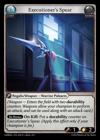 Executioner's Spear AMBSD-EN-010-Normal-Rare (R) - Mortal Ambition Starter Decks - Grand Archive Card