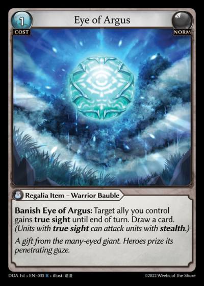 Eye of Argus DOA 1st-EN-035-Foil-Rare (R) - Dawn of Ashes First Edition - Grand Archive Card