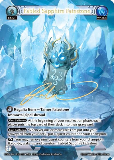 Fabled Sapphire Fatestone HVN 1st-EN-021-Foil-Collector Super Rare (CSR) - Abyssal Heaven First Edition - Grand Archive Card