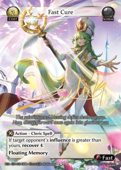 Fast Cure P23-EN-018-Normal-Collector Promo Rare (CPR) - Promotional 2023 - Grand Archive Card