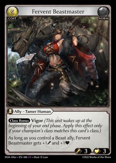 Fervent Beastmaster DOA Alter-EN-086-Foil-Super Rare (SR) - Dawn of Ashes Alter Edition - Grand Archive Card