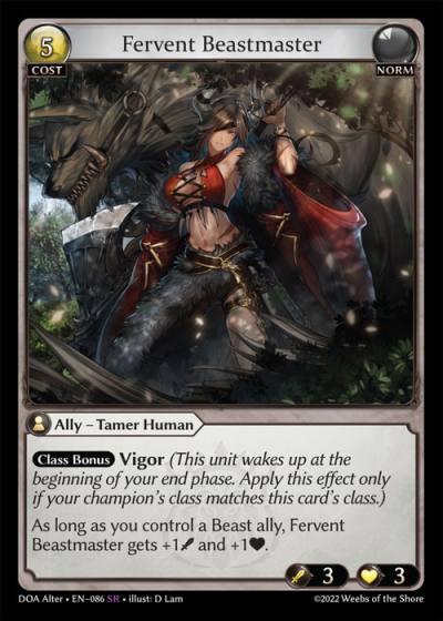 Fervent Beastmaster DOA Alter-EN-086-Normal-Super Rare (SR) - Dawn of Ashes Alter Edition - Grand Archive Card
