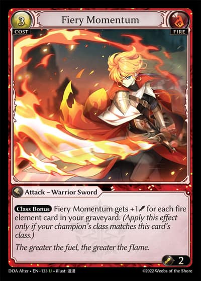 Fiery Momentum DOA Alter-EN-133-Foil-Uncommon (U) - Dawn of Ashes Alter Edition - Grand Archive Card