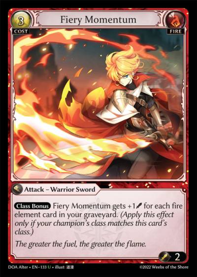 Fiery Momentum DOA Alter-EN-133-Normal-Uncommon (U) - Dawn of Ashes Alter Edition - Grand Archive Card