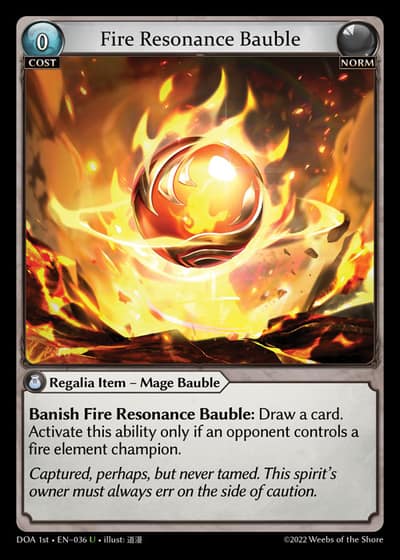 Fire Resonance Bauble DOA 1st-EN-036-Foil-Uncommon (U) - Dawn of Ashes First Edition - Grand Archive Card