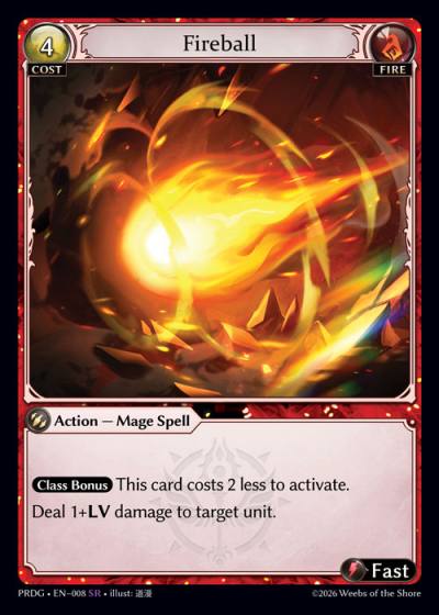 Fireball PRDG-EN-008-Foil-Super Rare (SR) - .asphodel/paradise Grimoire - Grand Archive Card