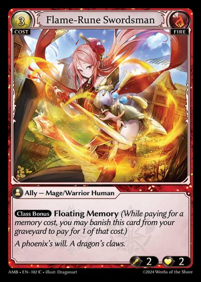 Flame-Rune Swordsman AMB-EN-102-Normal-Common (C) - Mortal Ambition - Grand Archive Card