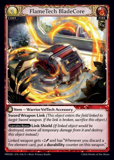 FlameTech BladeCore PRDSD-EN-036-Normal-Rare (R) - .asphodel/paradise Starter Decks - Grand Archive Card