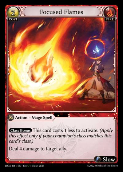 Focused Flames DOA 1st-EN-138-Normal-Uncommon (U) - Dawn of Ashes First Edition - Grand Archive Card