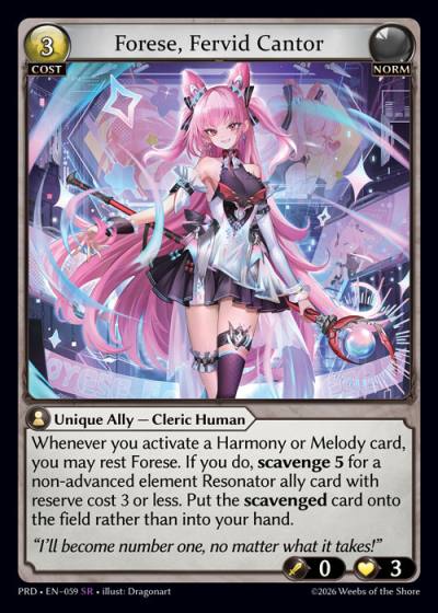 Forese, Fervid Cantor PRD-EN-059-Foil-Super Rare (SR) - .asphodel/paradise - Grand Archive Card