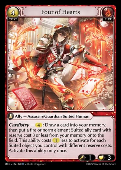 Four of Hearts DTR-EN-120-Foil-Rare (R) - Distorted Reflections - Grand Archive Card