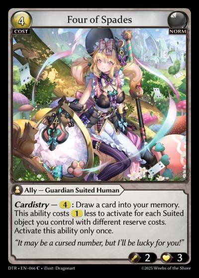 Four of Spades DTR-EN-066-Normal-Common (C) - Distorted Reflections - Grand Archive Card