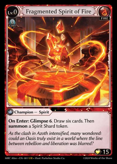 Fragmented Spirit of Fire MRC Alter-EN-001-Foil-Ultra Rare (UR) - Mercurial Heart Alter Edition - Grand Archive Card