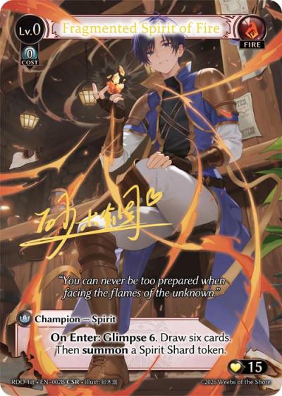 Fragmented Spirit of Fire RDO 1st-EN-002B-Foil-Common (C) - Radiant Origins First Edition - Grand Archive Card