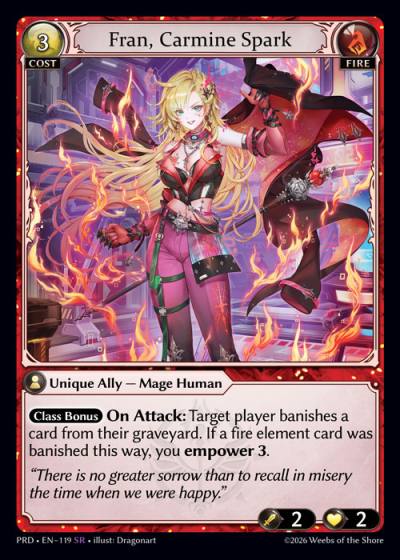 Fran, Carmine Spark PRD-EN-119-Foil-Super Rare (SR) - .asphodel/paradise - Grand Archive Card