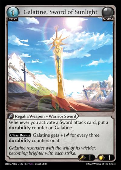 Galatine, Sword of Sunlight DOA Alter-EN-037-Normal-Super Rare (SR) - Dawn of Ashes Alter Edition - Grand Archive Card