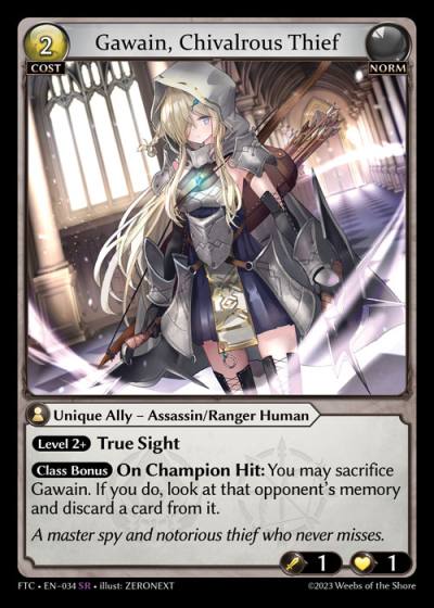 Gawain, Chivalrous Thief FTC-EN-034-Normal-Super Rare (SR) - Fractured Crown - Grand Archive Card