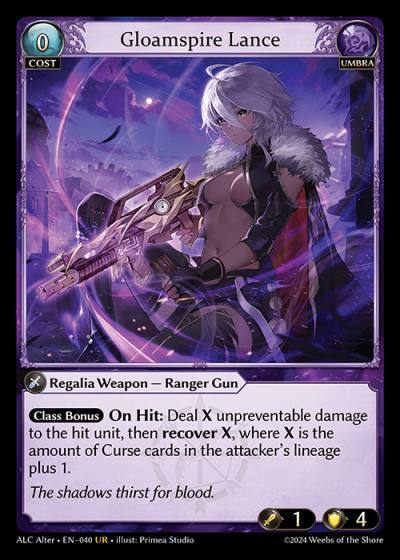 Gloamspire Lance ALC Alter-EN-040-Foil-Ultra Rare (UR) - Alchemical Revolution Alter Edition - Grand Archive Card