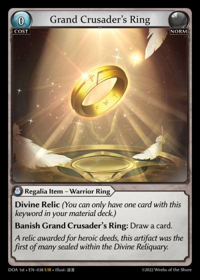 Grand Crusader's Ring DOA 1st-EN-038-Foil-Ultra Rare (UR) - Dawn of Ashes First Edition - Grand Archive Card