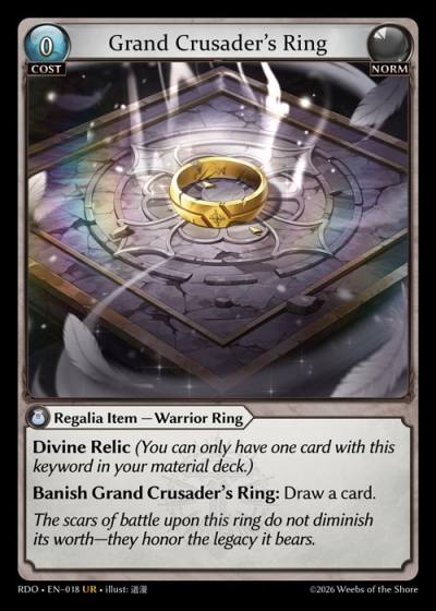 Grand Crusader's Ring RDO-EN-018-Normal-Ultra Rare (UR) - Radiant Origins - Grand Archive Card