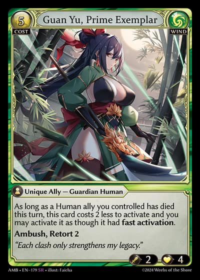 Guan Yu, Prime Exemplar AMB-EN-179-Foil-Super Rare (SR) - Mortal Ambition - Grand Archive Card