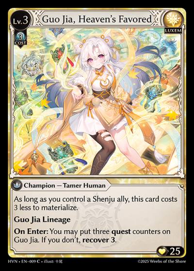 Guo Jia, Heaven's Favored HVN-EN-009-Foil-Common (C) - Abyssal Heaven - Grand Archive Card