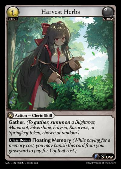 Harvest Herbs ALC-EN-058-Normal-Common (C) - Alchemical Revolution - Grand Archive Card