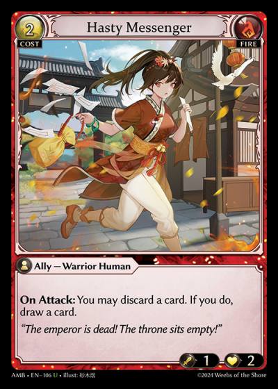 Hasty Messenger AMB-EN-106-Normal-Uncommon (U) - Mortal Ambition - Grand Archive Card