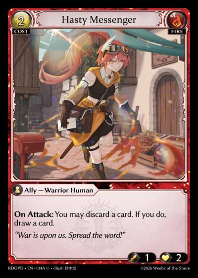 Hasty Messenger RDOPD-EN-134A-Normal-Uncommon (U) - Radiant Origins Pantheon Decks - Grand Archive Card