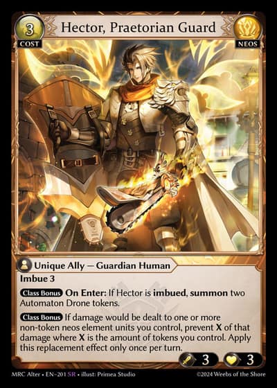 Hector, Praetorian Guard MRC Alter-EN-201-Foil-Super Rare (SR) - Mercurial Heart Alter Edition - Grand Archive Card