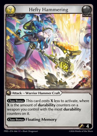 Hefty Hammering PRD-EN-066-Foil-Super Rare (SR) - .asphodel/paradise - Grand Archive Card