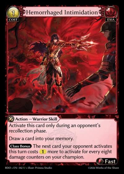 Hemorrhaged Intimidation RDO-EN-342-Foil-Uncommon (U) - Radiant Origins - Grand Archive Card