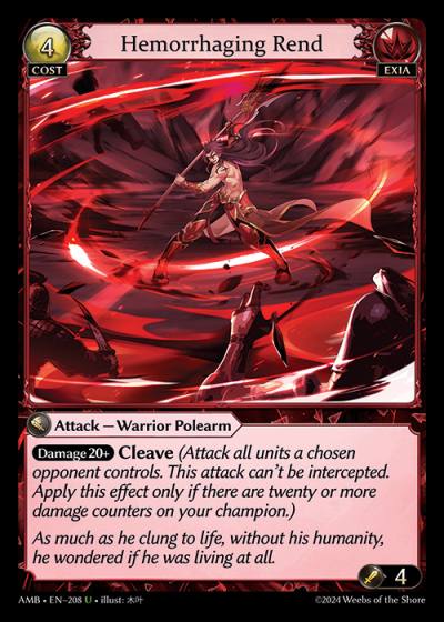 Hemorrhaging Rend AMB-EN-208-Normal-Uncommon (U) - Mortal Ambition - Grand Archive Card